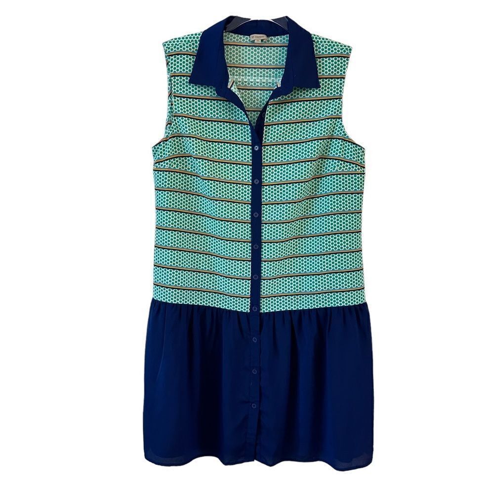 Daniel Cremieux Blue and Green Striped Dress